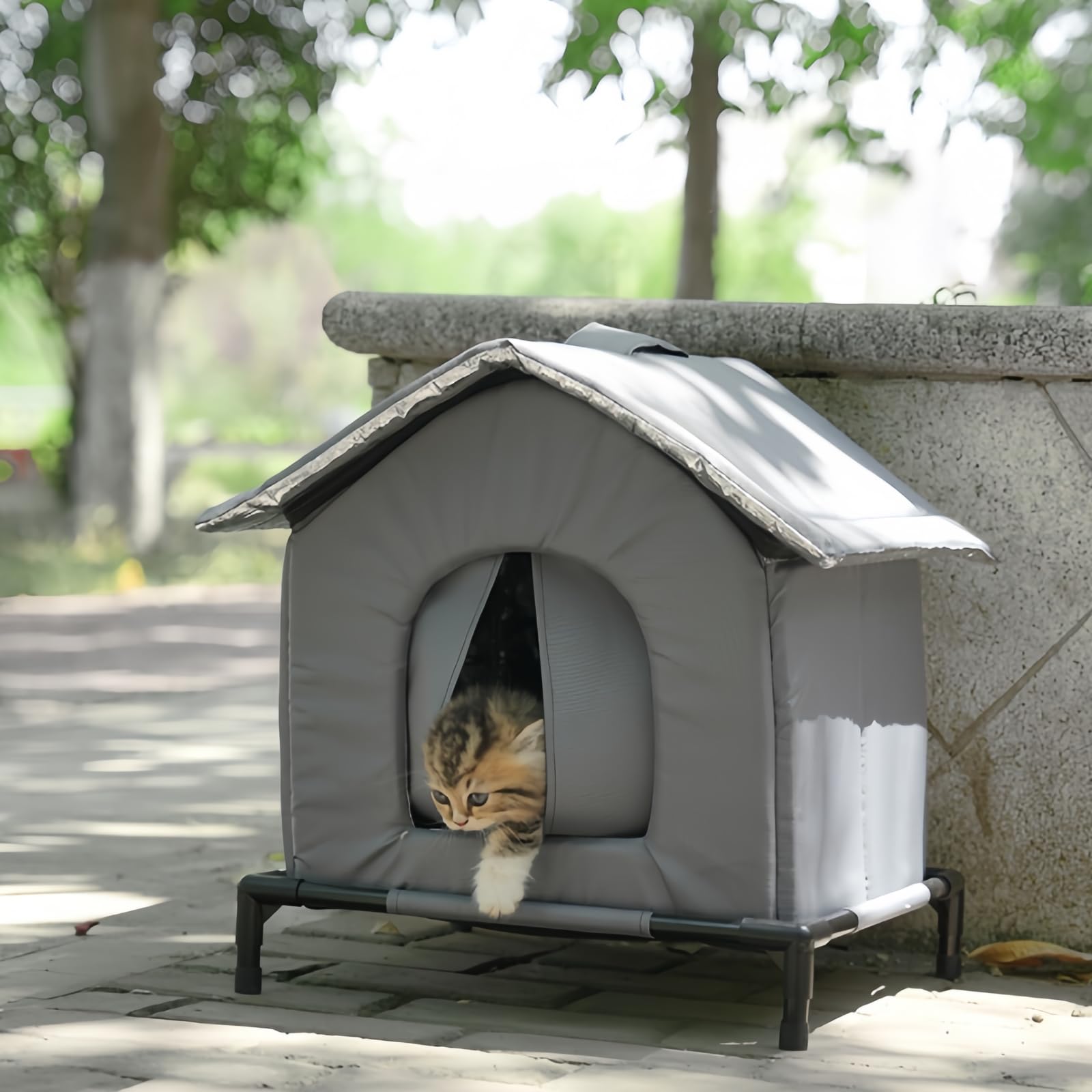 Générique Niche pour Chat Extérieur Hiver, Abri Isotherme Imperméable surélevé avec Poignée pour Jardin