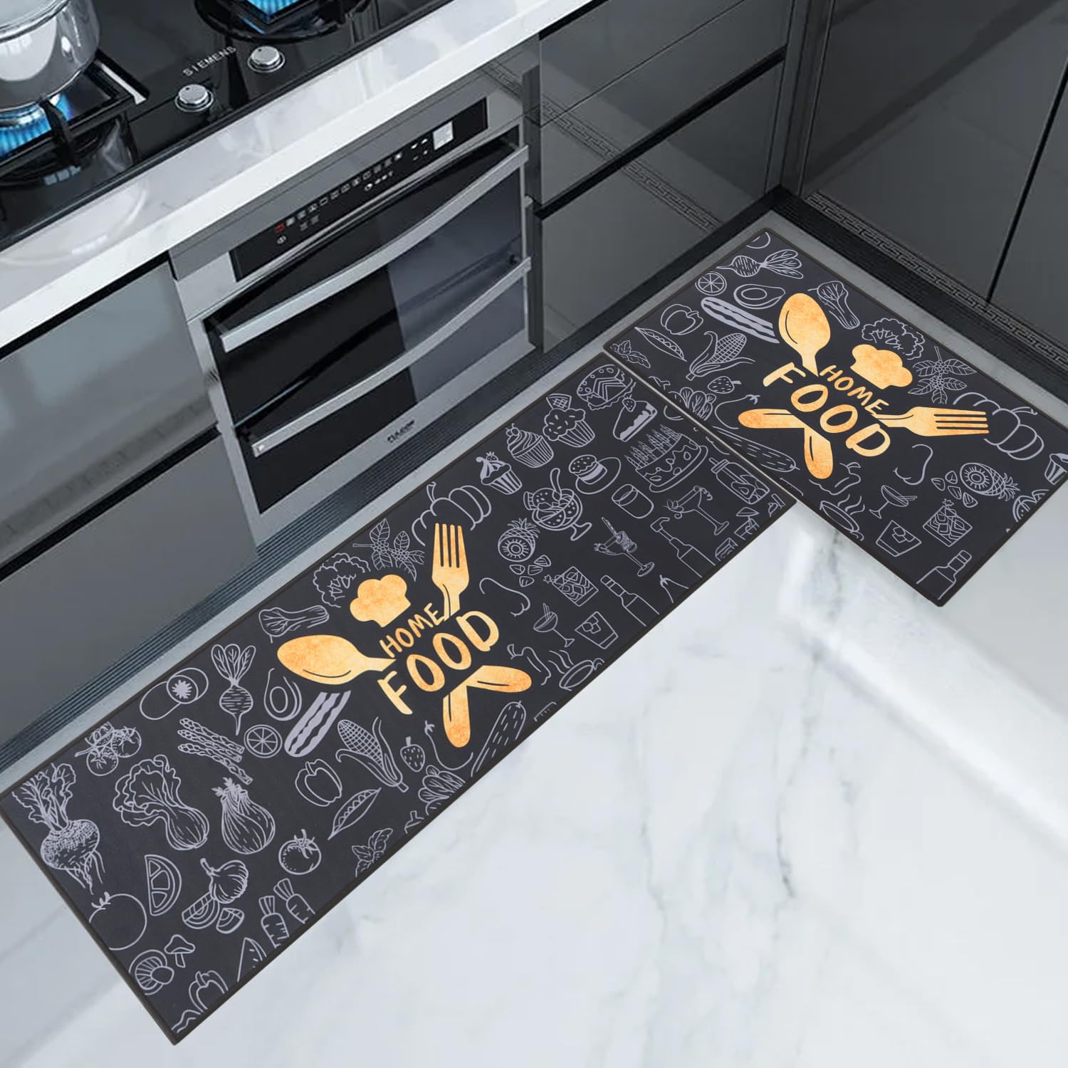 Tapis antidérapants lavables Cuisine 40x60 40x120cm 2 pièces