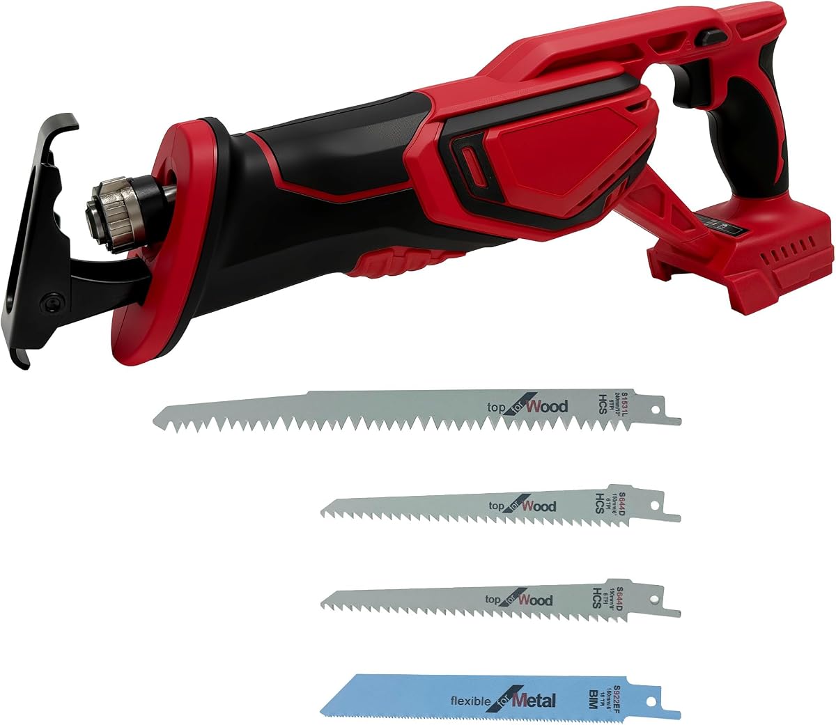 Brushless Reciprocating Saw Compatible with Milwaukee 18V Battery, 3500 RPM | Includes 4 blades and tool-free blade installation for cutting wood, metal and PVC.
