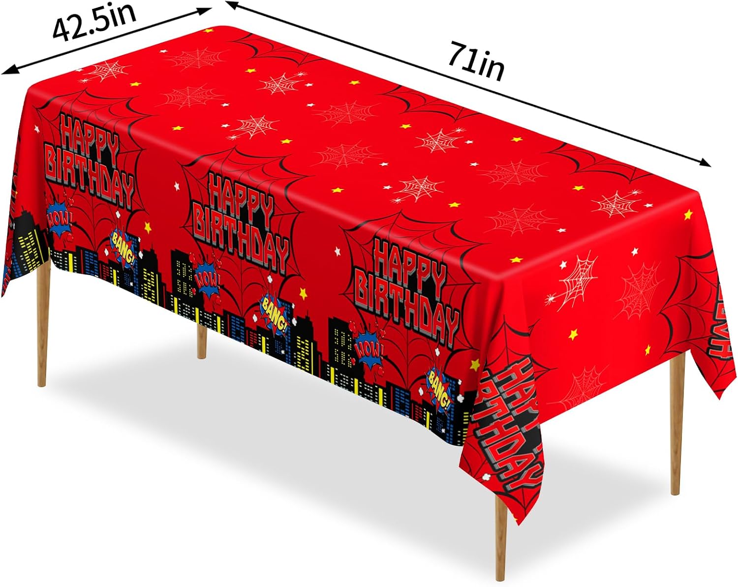 Lcoor 3Pcs Red Spider Web Birthday Decorations Tablecloths, Super Heros Tablecloths for Kids Spider Birthday Party Decoration (Red Spider Web)