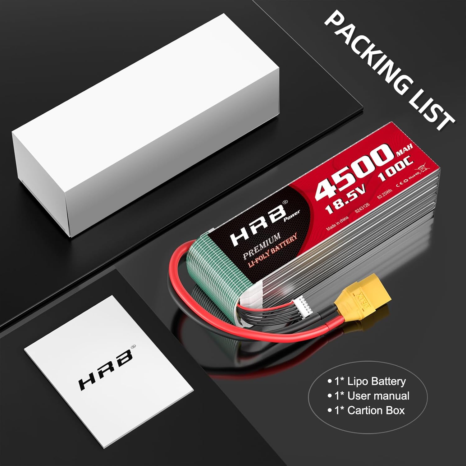 HRB 5S Lipo Battery XT90 18.5V 4500mAh 100C RC Lipo Battery Compatible with RC Car RC Plane RC Truck RC Boat