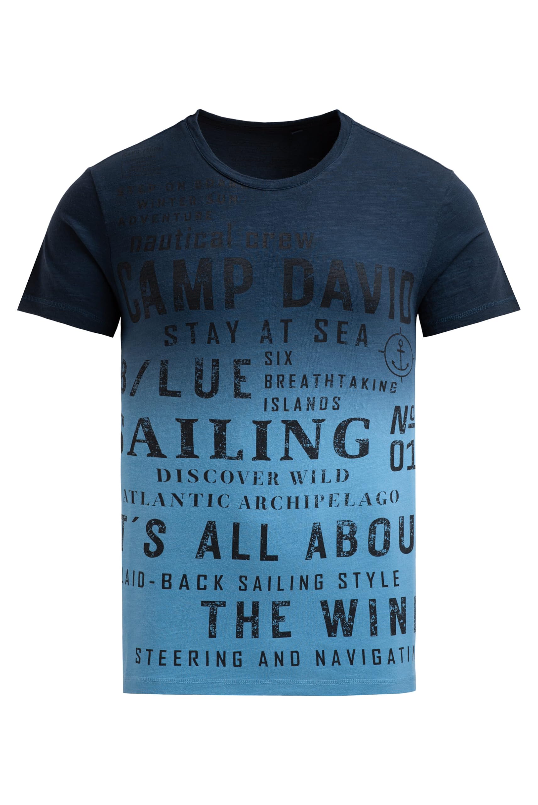 Camp David Herren T-Shirt Dip Dye mit Wording Prints Blue Navy, S :  Amazon.de: Fashion