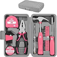24pc Ružičasti dom DIY Tool Kit Set - Bitni alati za ruku u domaćinstvu u prijenosnom spremi&scaron;tu za dom, ured i popravke garaža - Starter Osnovni tool Kit za mu&scaron;karce i žene