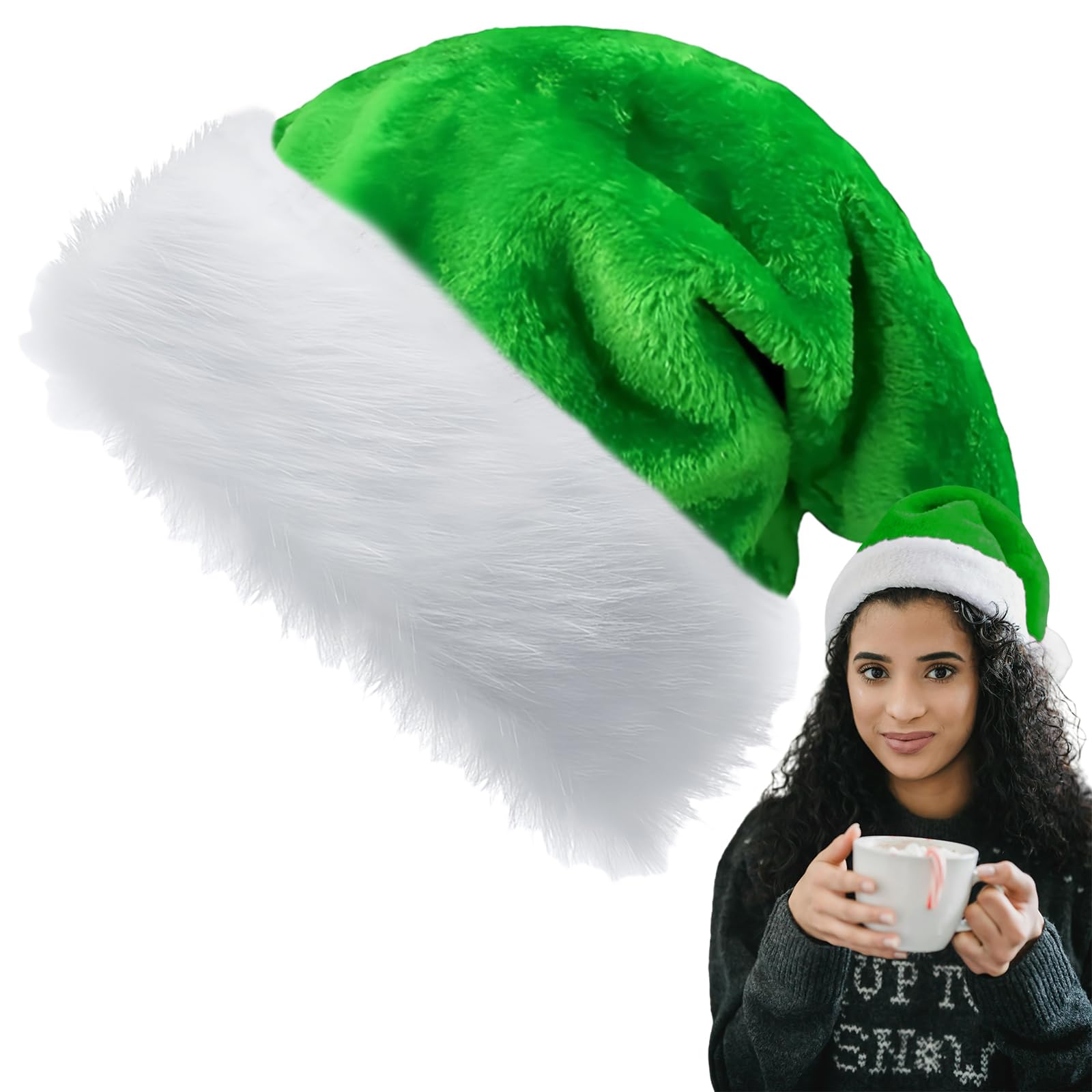 ATBEAMEN Christmas Santa Hats for Kids Adult Xmas Hats-Luxury Santa Hats Father Christmas Plush Santa Claus,Xmas Holiday Thicken Santa Claus Fancy Dress for New Year Festive Party Santa