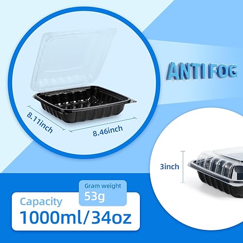 Miniatura 70 de YANGRUI Recipientes de plástico de 6 pulgadas, 17 onzas, paquete de 55 unidades – tapa reutilizable Crystal View anti niebla sin BPA PP Clamshell