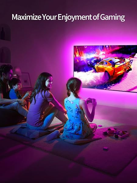 KANTUTOE TV Lights, 4m RGB LED Strip Lights for 32-55 Inch TV, Music Sync Bluetooth APP and Remote Control, USB Powered for Gaming/Bedroom - 4