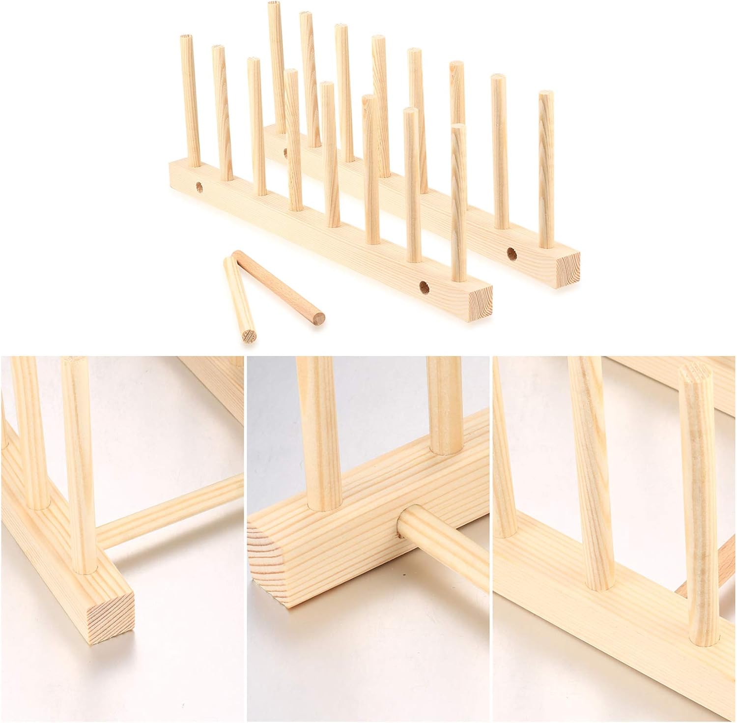 HAOCHEN Wooden Dish Drainer, Kitchen Wood Dish Plates Storage Tray Holder Rack, Dish Drying Drainer Rack - Image 4