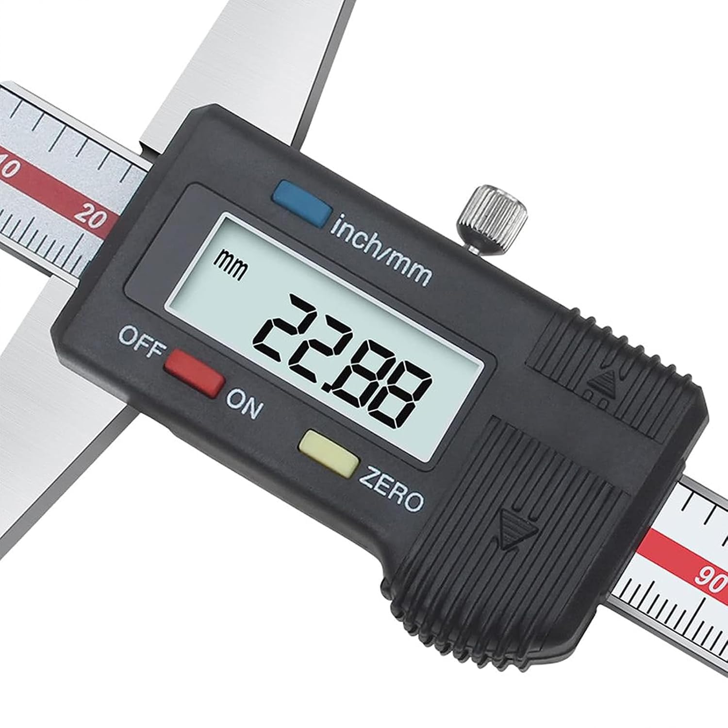 Digital Depth Caliper with Single Hook, Depth Gauge Caliper Rule Measurement Tool 0" to 8" Range, 0.0005"/0.01mm Resolution, LCD, mm/inch, Stainless Steel (8 Inch)