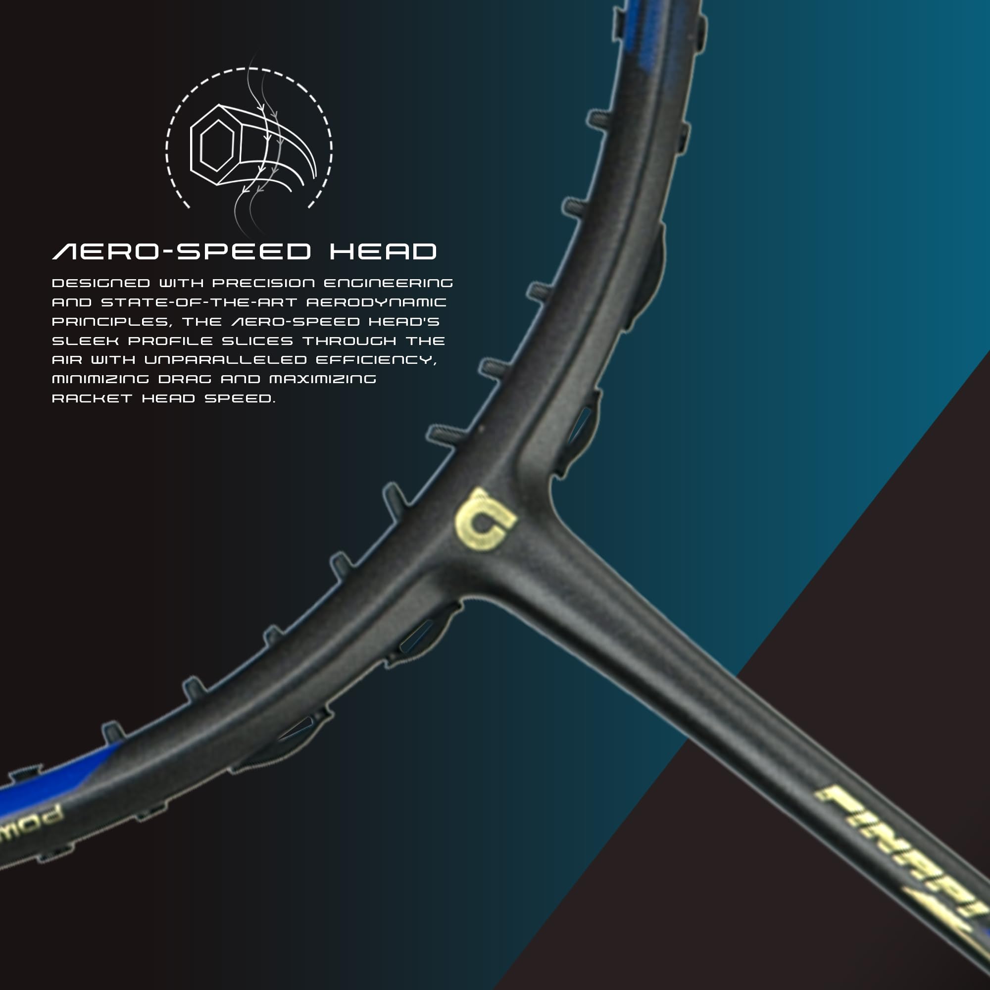 Apacs Finapi ONE Boost (Speed Frame ze 100% japońskiego włókna węglowego UHM, 15,9 kg) rakieta do badmintona z pełnym pokryciem (szaro-niebieska)