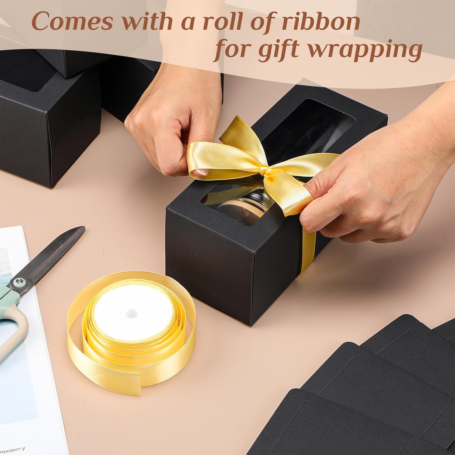 Honoson 24 Pcs Tumbler Gift Box with Ribbon for Sublimation Glass Exhibition Boxes Transparent for 12oz 16oz 20oz Drinking Cup Glasses Jars Mug Can Blanks(Black) - Image 5