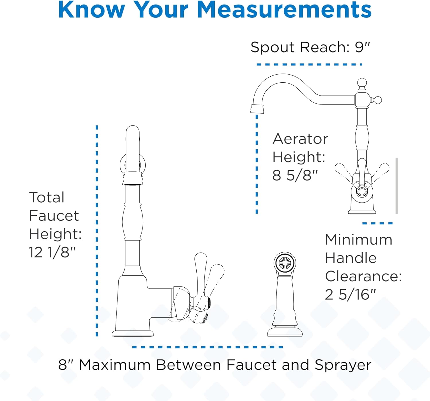 Gerber Opulence Kitchen Faucet with Side Spray - Farmhouse Style, Single Handle, Heavy-Duty Brass Construction, 2-Hole Installation in Stainless Steel, D401157SS