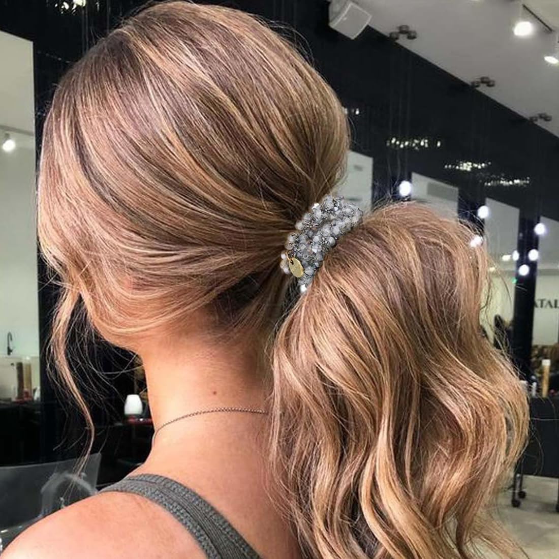 Set di 6 Elastici per Capelli con Cristalli, in Cristallo Sintetico, per Donne e Ragazze