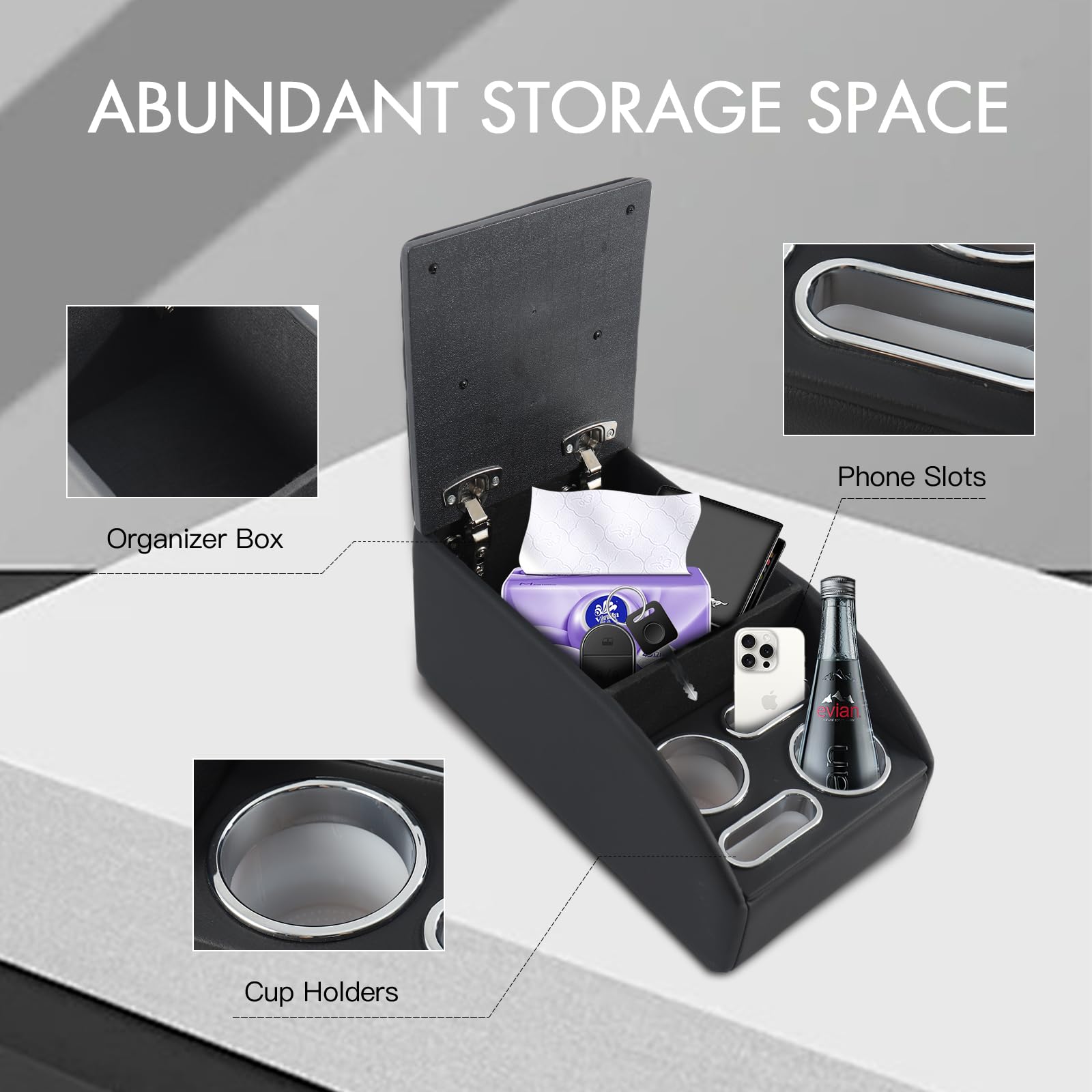 Organiseur De Console Centrale Voiture - Lot De 2, Se Glisse Entre Les Sièges, Range Tes Affaires !