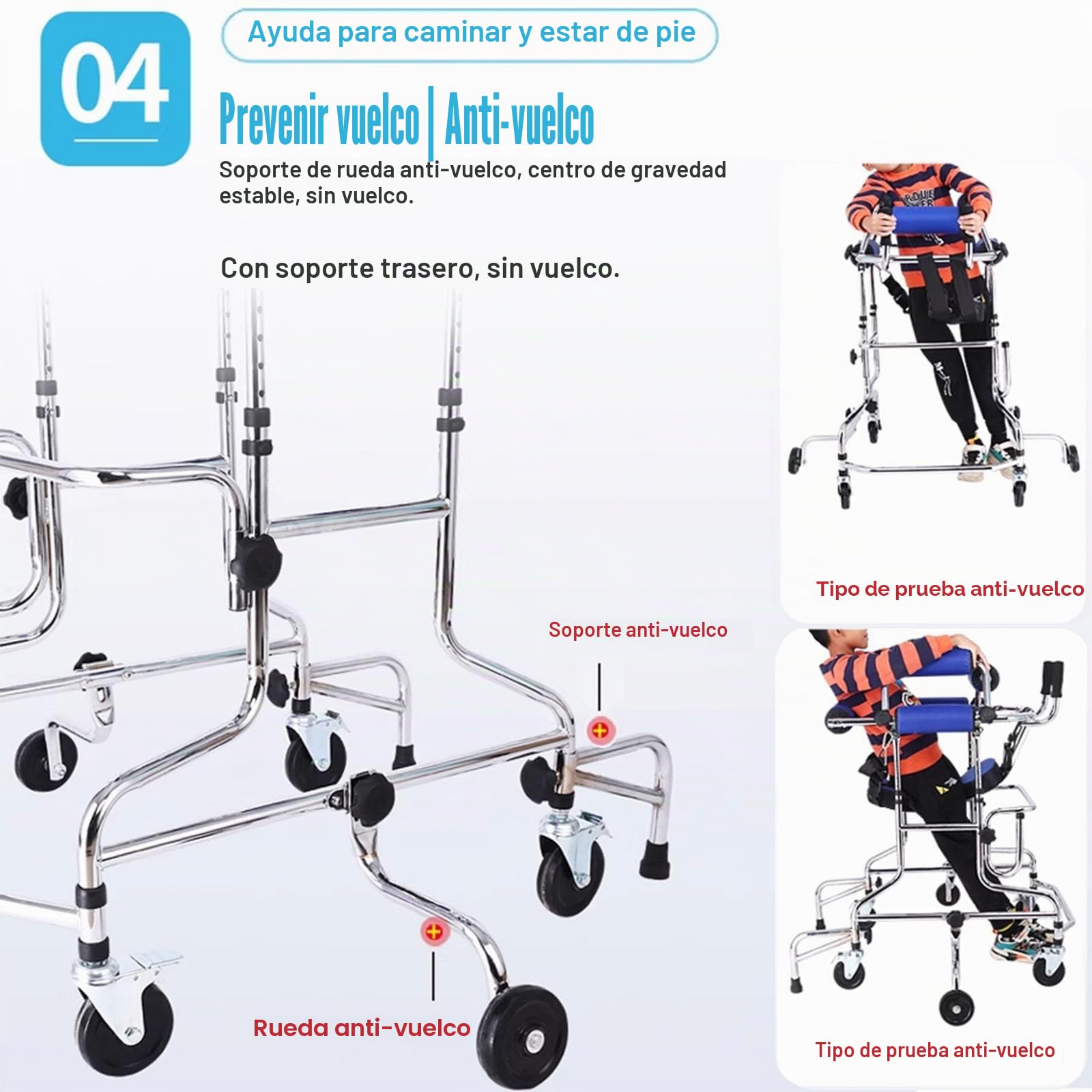 Ortopedia Rollator 6 Ruedas Caminadores Para Niños Con Parálisis Cerebral, Andadores Estrechos Con Asiento, Walking Aid Carro De Rehabilitación Con Asiento, Andador Móvil De Altura Ajustable