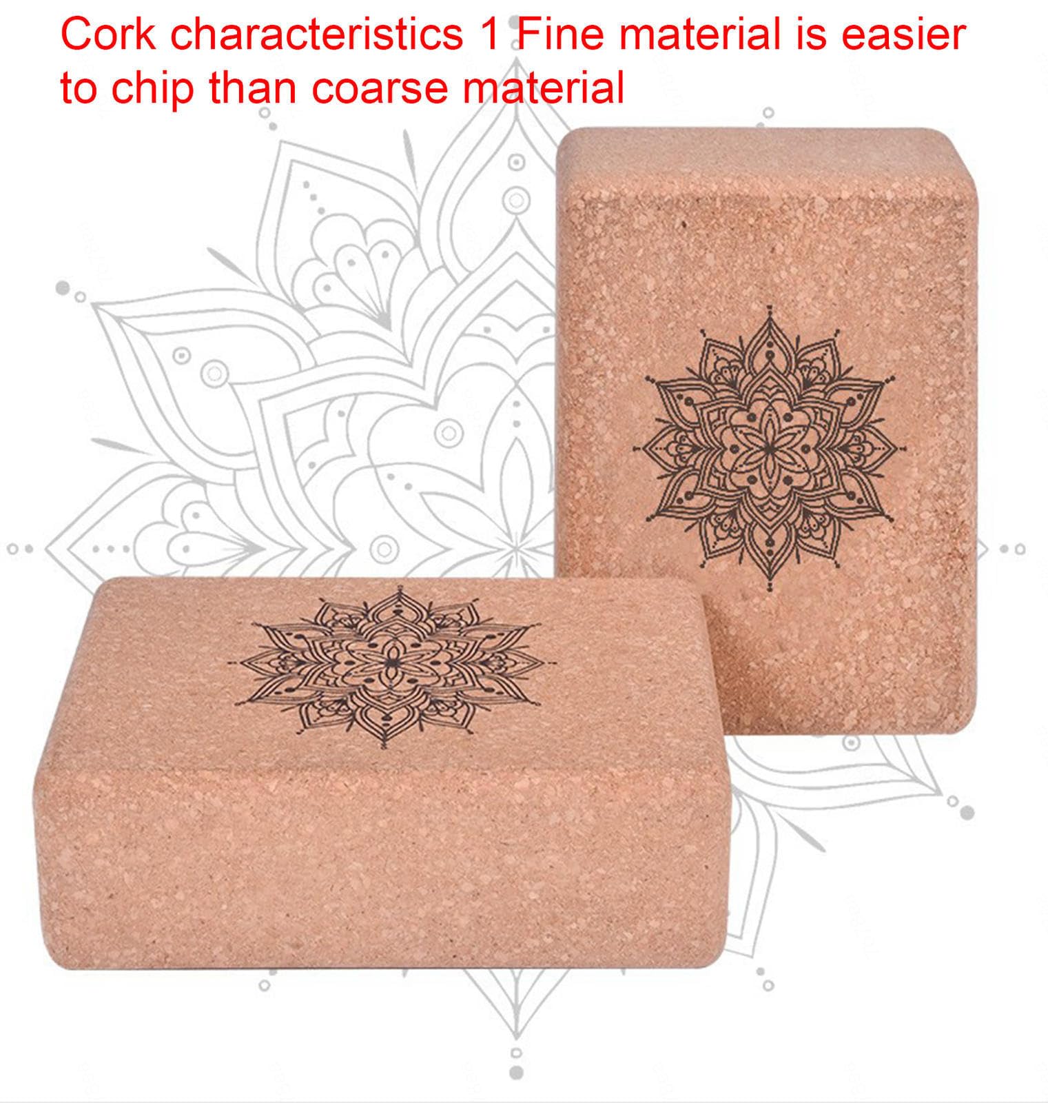 VIDECOR Yoga-Block-Kork-Set, Rutschfester Naturstein für Kraft, Flexibilität, Körperbalance, Leicht zu Greifende Oberfläche für Stabilität, Pilates, Fitnessübungen, Vertiefen von Posen,