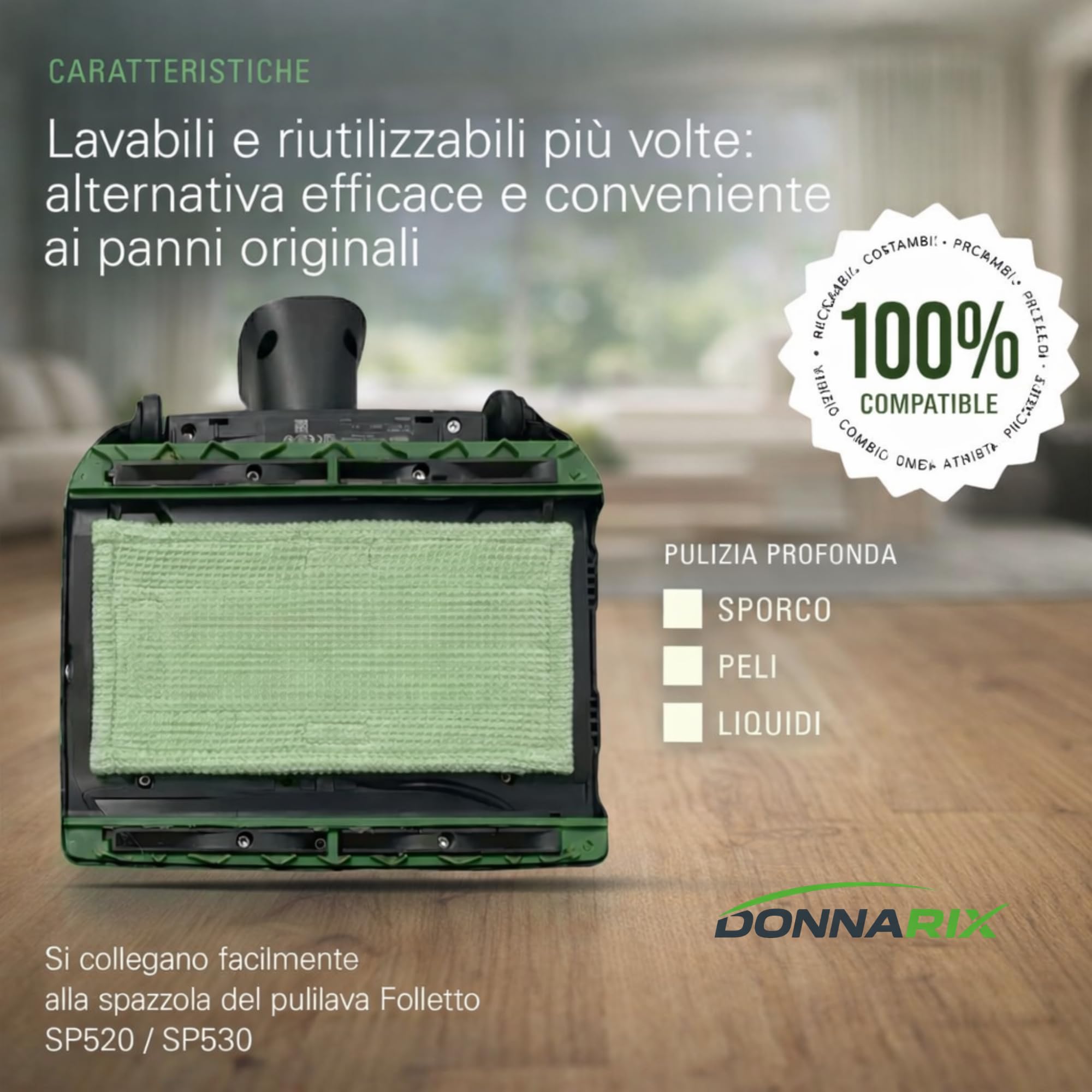 18 Panni Lavapavimenti Folletto - MISURA 100% COMPATIBILE: 31 x 17 cm - Panni Folletto Lavapavimenti Compatibili SP520/530 in Microfibra Lavabili e Riutilizzabili per Pavimenti Multisuperficie