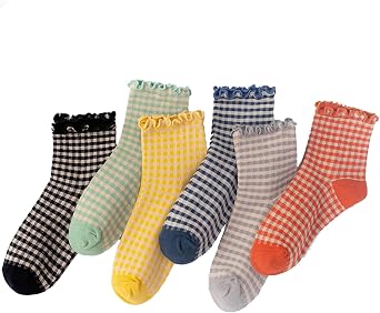 Cute Ankle Socks for Women, Floral Print Striped Casual Crew Socks Low Cut Socks with Funny Animal/Fruit