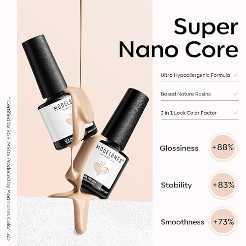 Miniatura 9 de Modelones Juego de esmaltes de uñas de gel 6 colores rosa nude con brillantina tonos de piel popular kit de iniciación de esmalte de gel neutro para