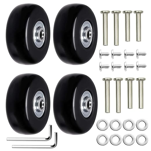 4-Pack Durable Rubber Replacement Luggage Wheels Set