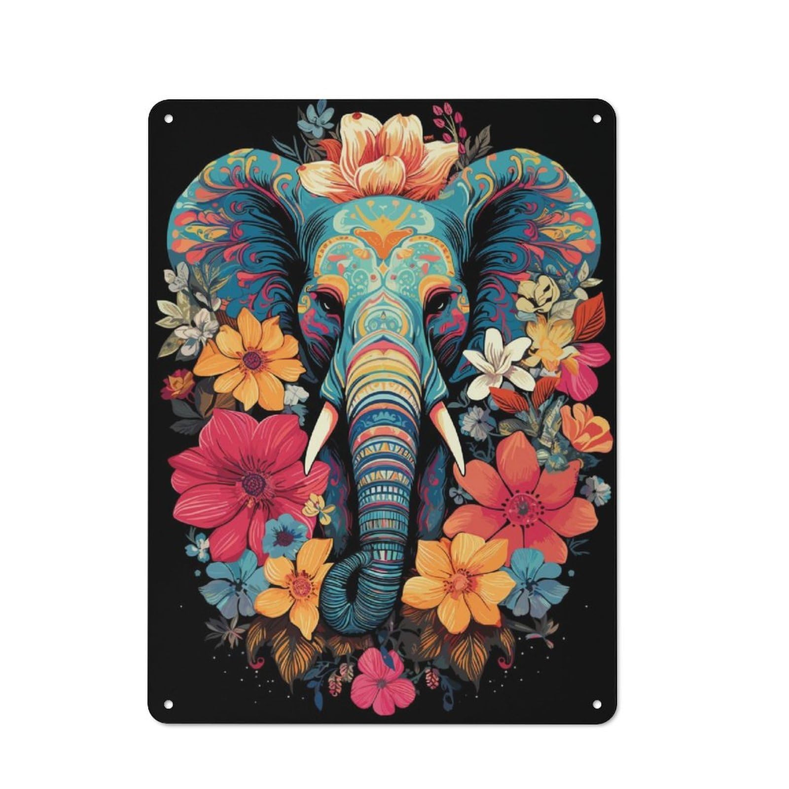 Junmoney Elephant For Café Or Restaurant, Vintage Metal Sign 40X30cm, For Vintage Wall Decor Fans, For Cafés, Pubs And Restaurants