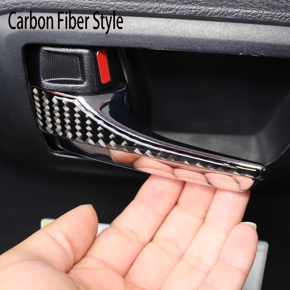 Car Accessories Fit for Toyota Tacoma 2015-2022 Inner Handle Trim Interior Soft Carbon Fiber 3D Sticker 4PCS