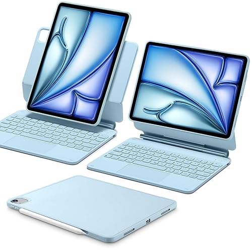 ESR iPad Air 11 Inch Case with Keyboard (M3/M2, 2025/2024) & iPad Pro 11/Air 5th/4th Gen Keyboard, Easy-Set Magnetic Stand, Portrait/Raised Modes, with Removable Protective Case, Blue