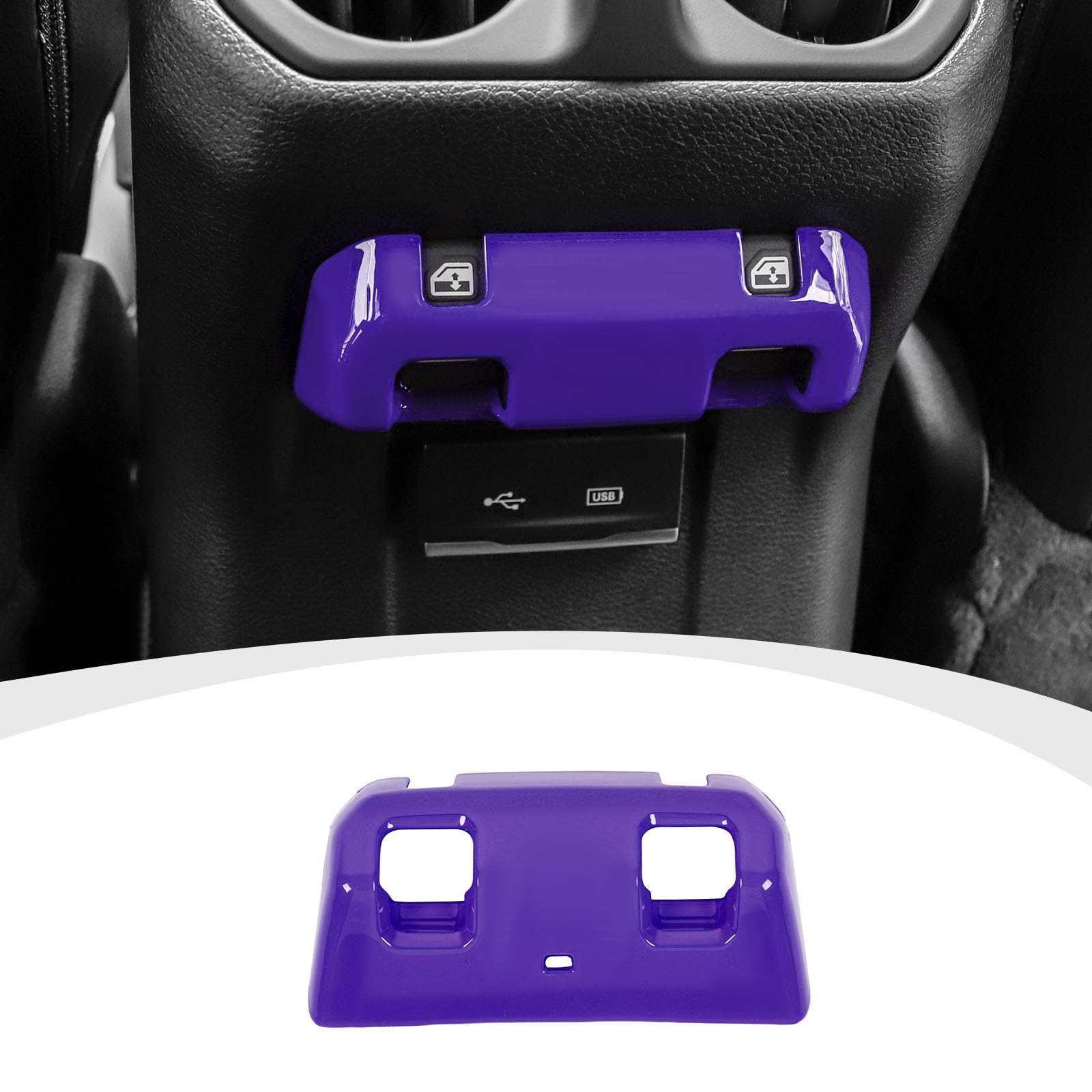 RAZPOY JL Rear Window Switch Panel Trim Cover Compatible with 2018-2023 Jeep Wrangler JL JLU & Gladiator JT, Purple
