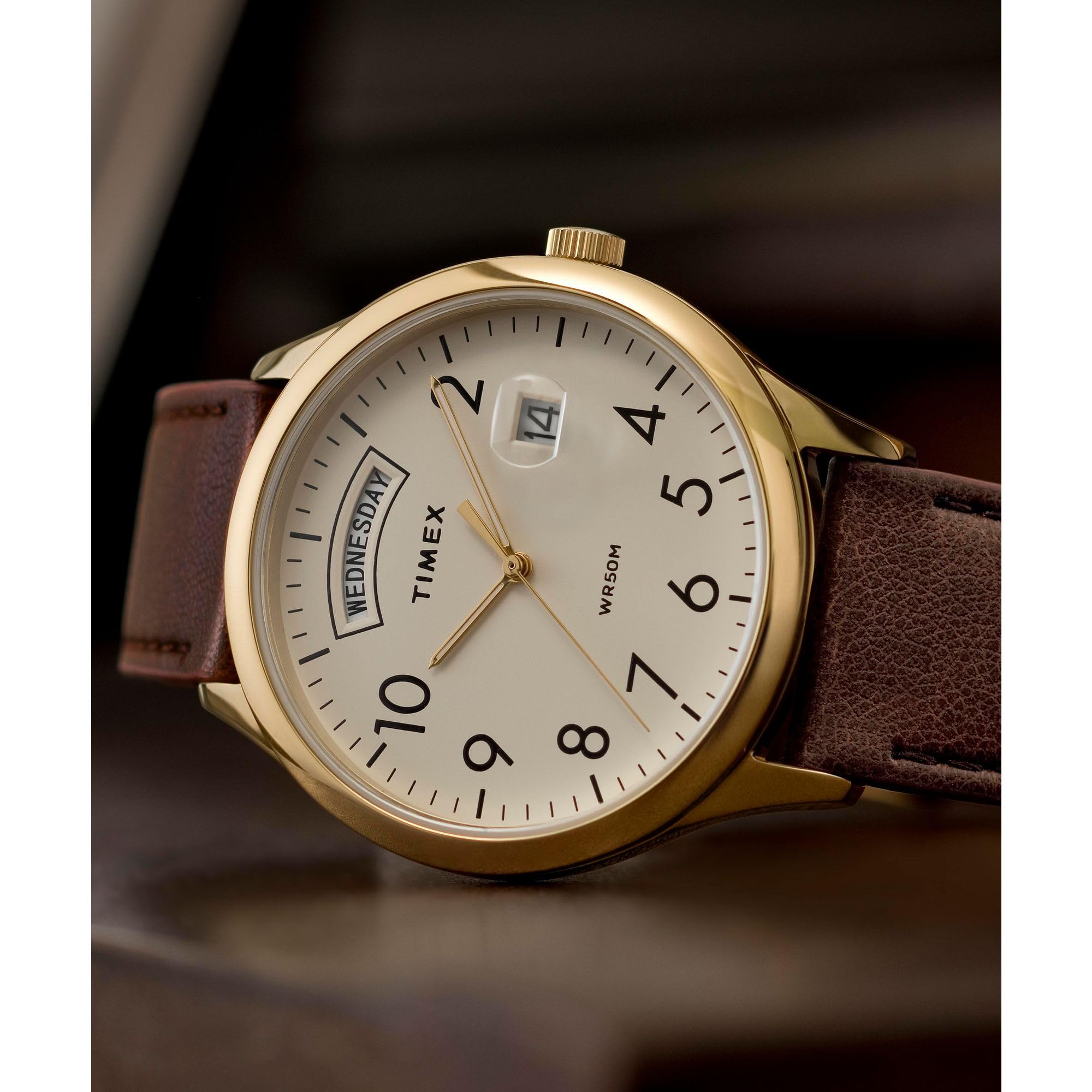 Timex Orologio analogico al quarzo da uomo con cinturino in pelle TW2W684009J, Marrone, Moderno