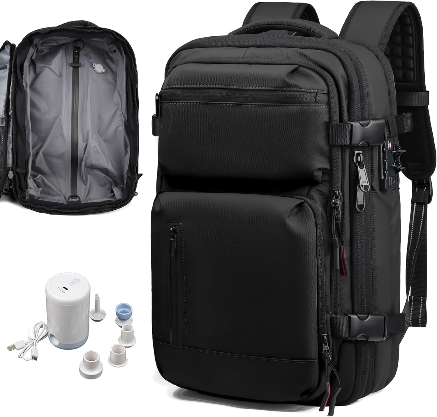 Vacuum Backpack,Travel Backpack,with Air Pump,60L Expandable Compression,TSA Lock,Built-in TPU Vacuum Bag,Fit 16" Laptop for Travel&Business