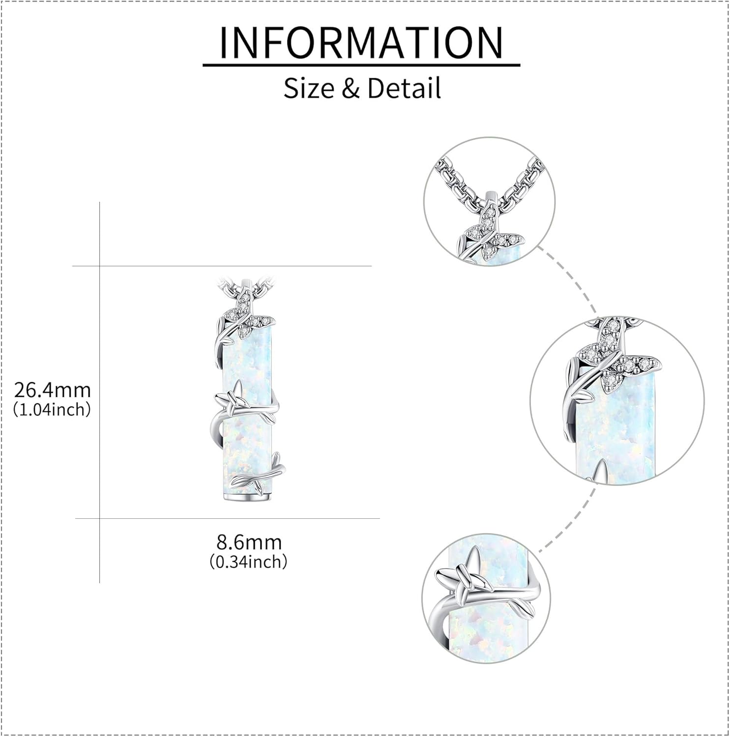 Urn Necklaces for Ashes Opal 3D Bar Cremation Jewelry for Ashes Memory Jewelry for Women - Image 5