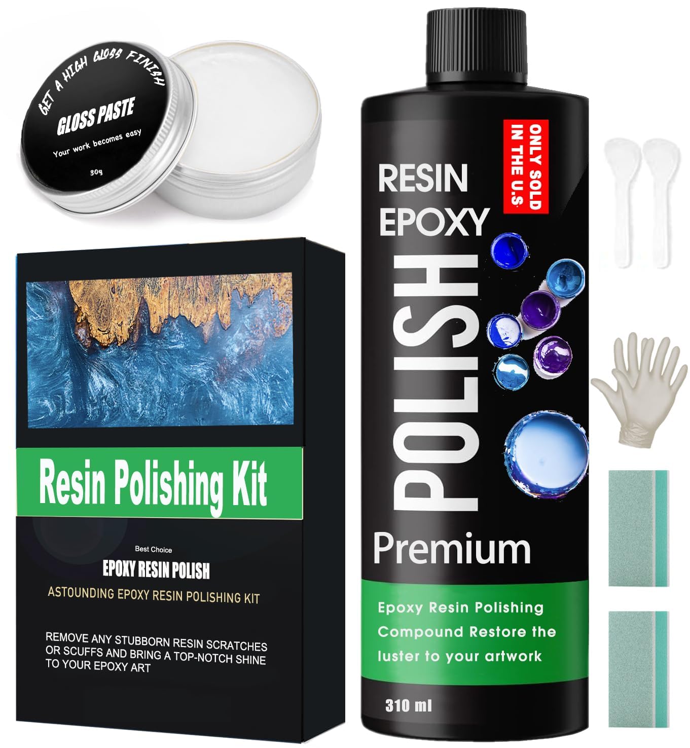 Epoxy Resin Polishing Kit - Epoxy Resin Polishing CompoundοΌ Specially Formulated for High-Gloss Finishes for Scratching, Sanding, and Surfaces