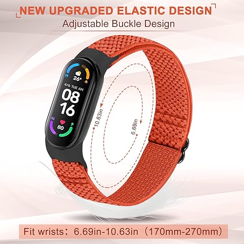 Miniatura 4 de TumpCez Paquete de 5 correas de nailon Solo Loop compatibles con Xiaomi Mi Band 7 6 5 4 3Amazfit Band 5 correas, ajustable, transpirable, cómoda,