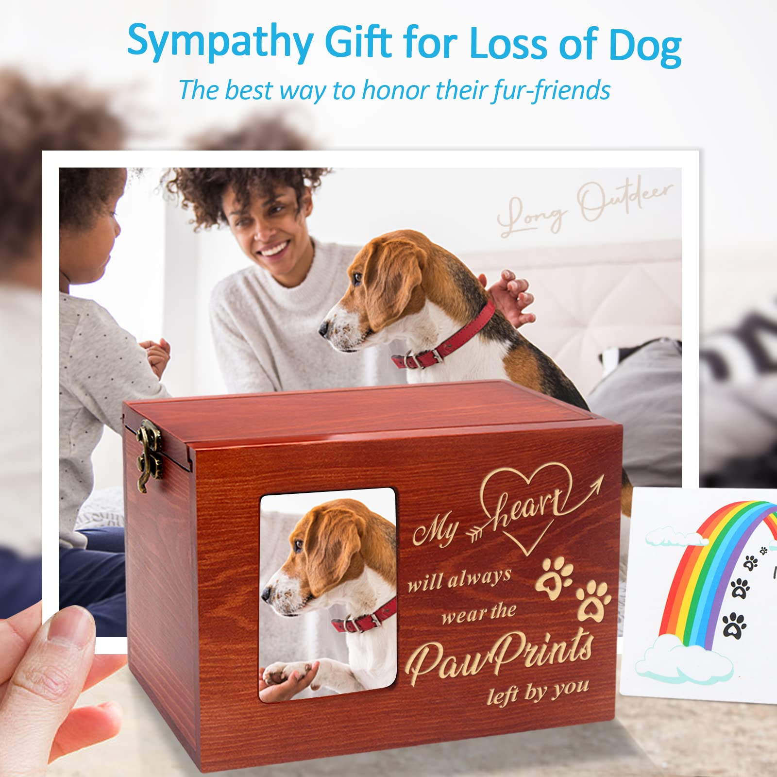 Urna Per Ceneri Per Cani Con Collana Commemorativa | In Legno Con Cornice Foto | Personalizzabile - Foto 2