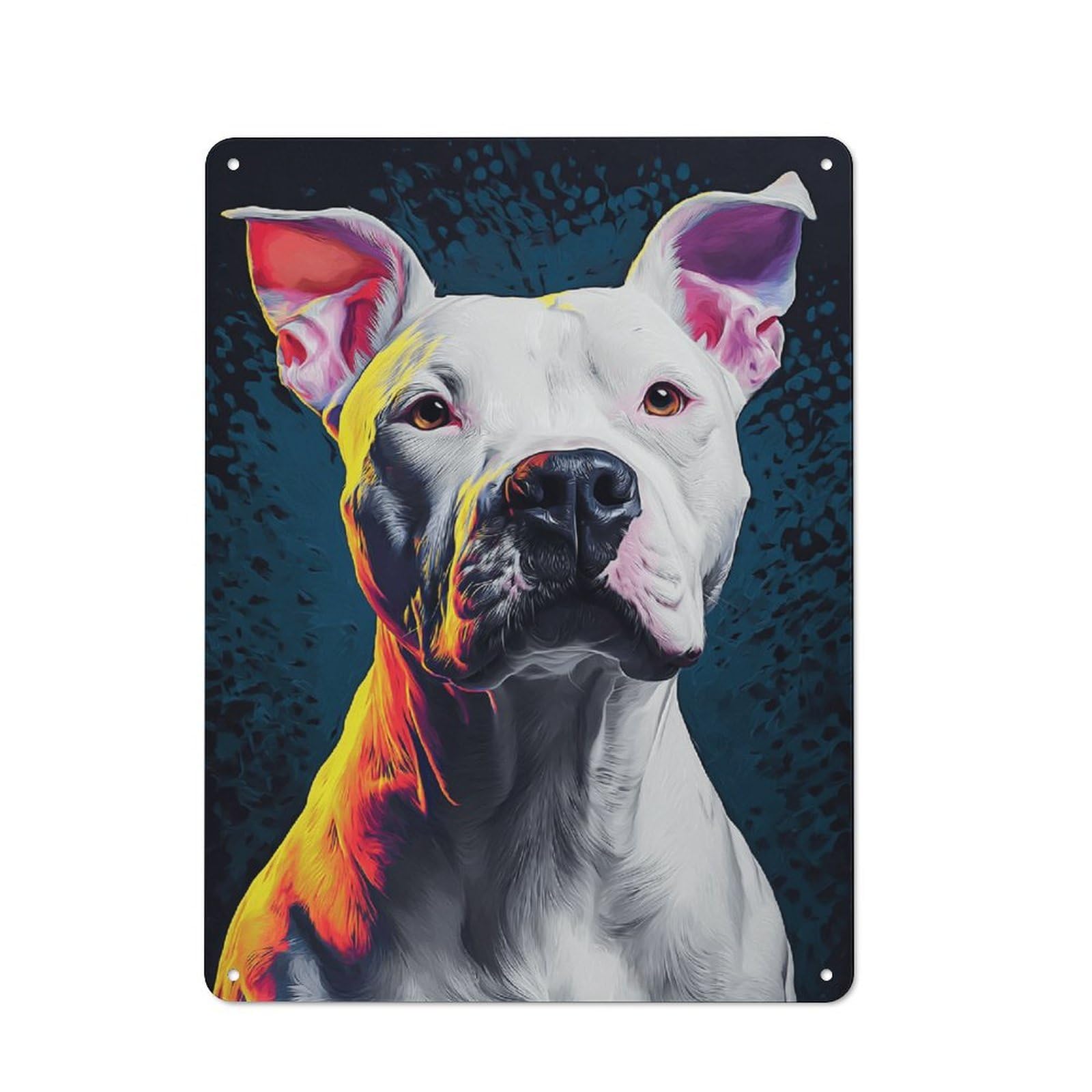 Junmoney Colorful Abstract Dog Portrait -7 Metal Wall Sign 40X30cm Featuring For Workshop Wall, For Makers And Diy Enthusiasts
