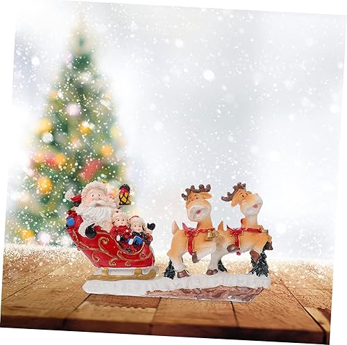Miniatura 2 de Veemoon Adorno de carrito de alce de Navidad, figuras de Papá Noel, decoraciones de Navidad, figuras de Navidad, figuras de Navidad, figura de mesa