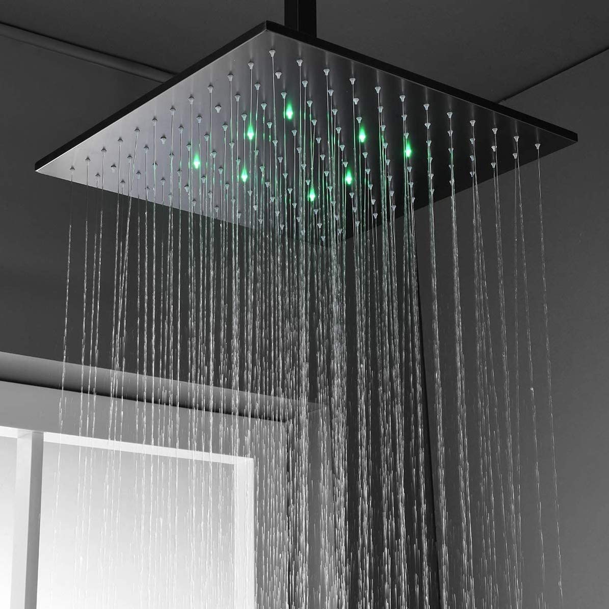 Sistema de ducha termostático de latón negro mate para montaje en pared, sistema combinado de cabezal de lluvia LED de 10 a 12 pulgadas con chorros corporales y ducha de mano, juego de baño de 12 pul