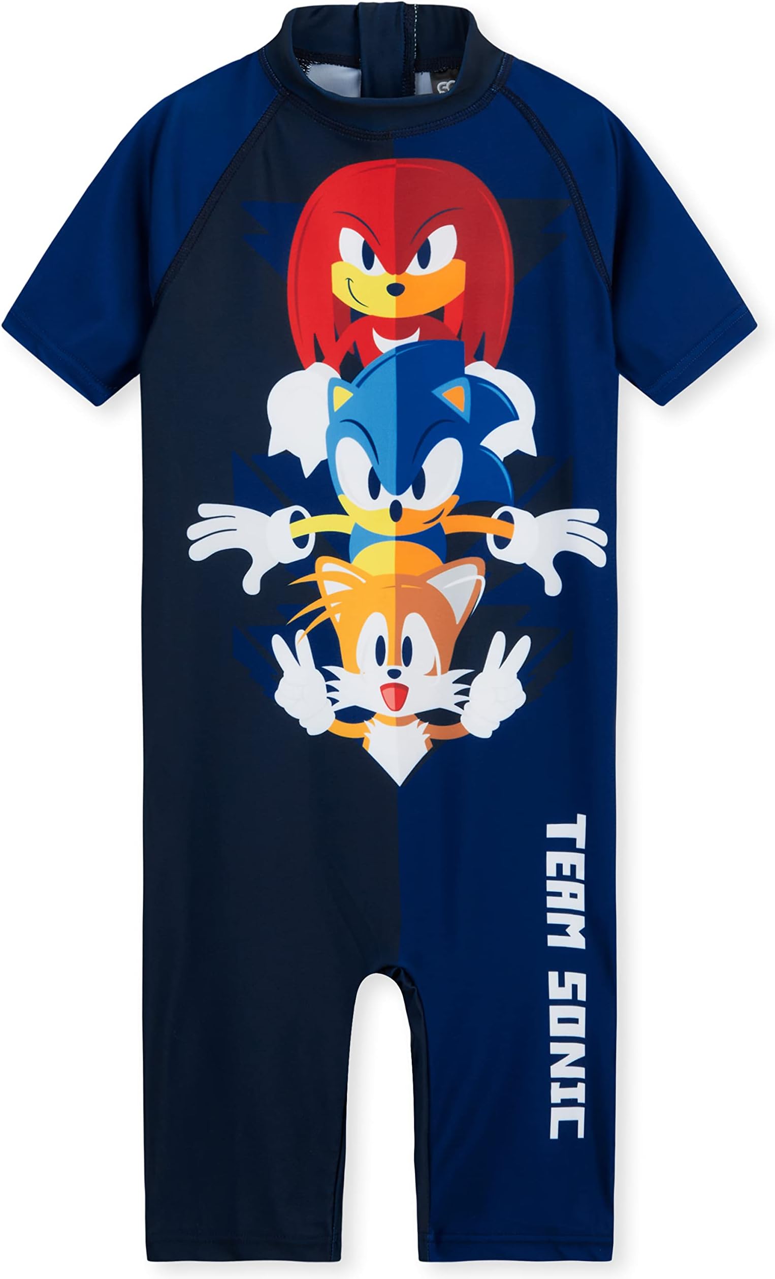 SONIC THE HEDGEHOG Boys Swimming Costume Summer Holiday Essentials for Kids Childrens Swimwear 3-10 Years Short Sleeve Full Body Swimsuit with Zip Beach Pool
