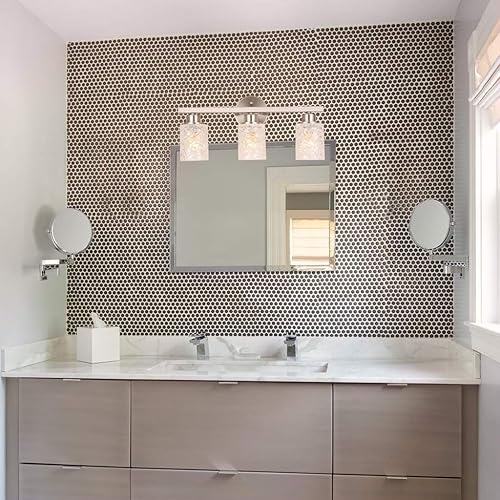 Miniatura 2 de ALICE HOUSE Luces de tocador de 20.5 pulgadas, iluminación de pared de 3 luces, luces de baño con acabado de níquel cepillado sobre el espejo,