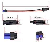 Vista 3 de Cable 10AWG MC-4 a EC-5 Adaptador de panel solar a cable de alimentación EC5 hembra, cable de carga EC5 a batería de litio para batería