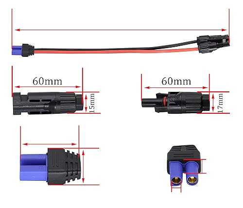 Miniatura 3 de Cable 10AWG MC-4 a EC-5 Adaptador de panel solar a cable de alimentación EC5 hembra, cable de carga EC5 a batería de litio para batería de
