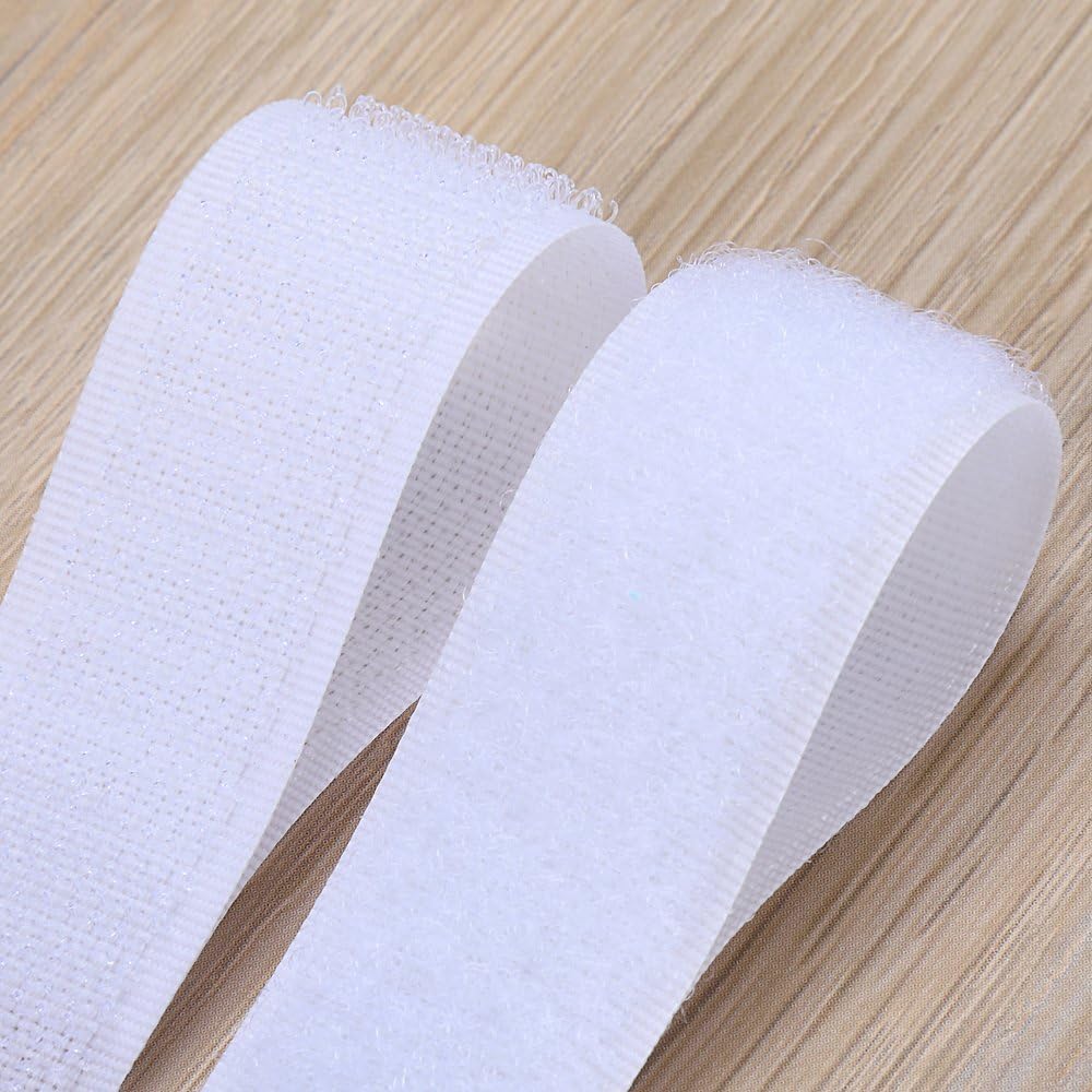 AIEX 39.37 Feet/12m Hook And Loop Self Adhesive Tape Roll With Gift Scissors (White)