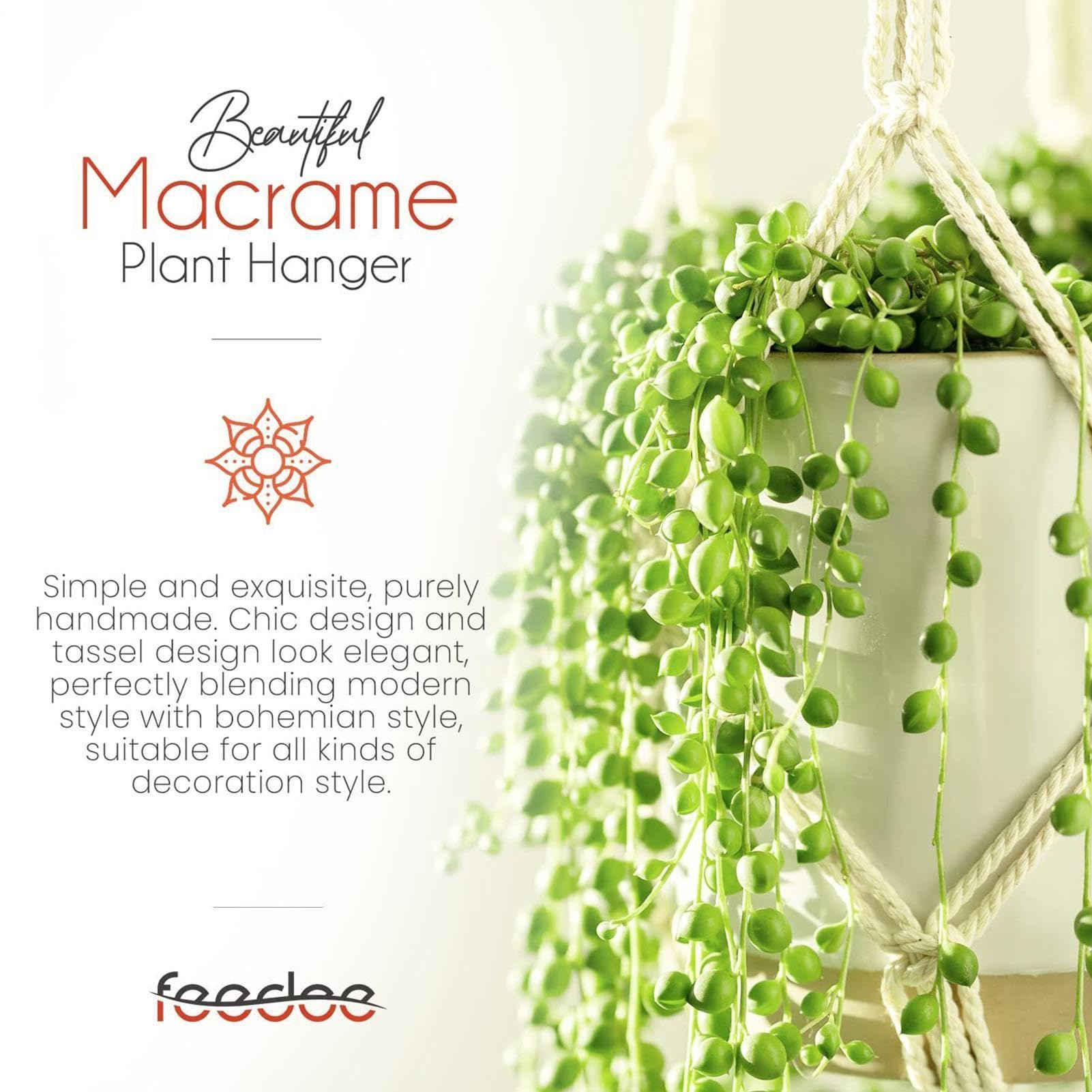 Appendino per Piante in Corda 6 Pezzi Portavasi Macramè Stile Boho | Portavaso Sospeso Da Soffitto Per Esterno Giardino Casa Appartamento Cameretta Soggiorno Balcone