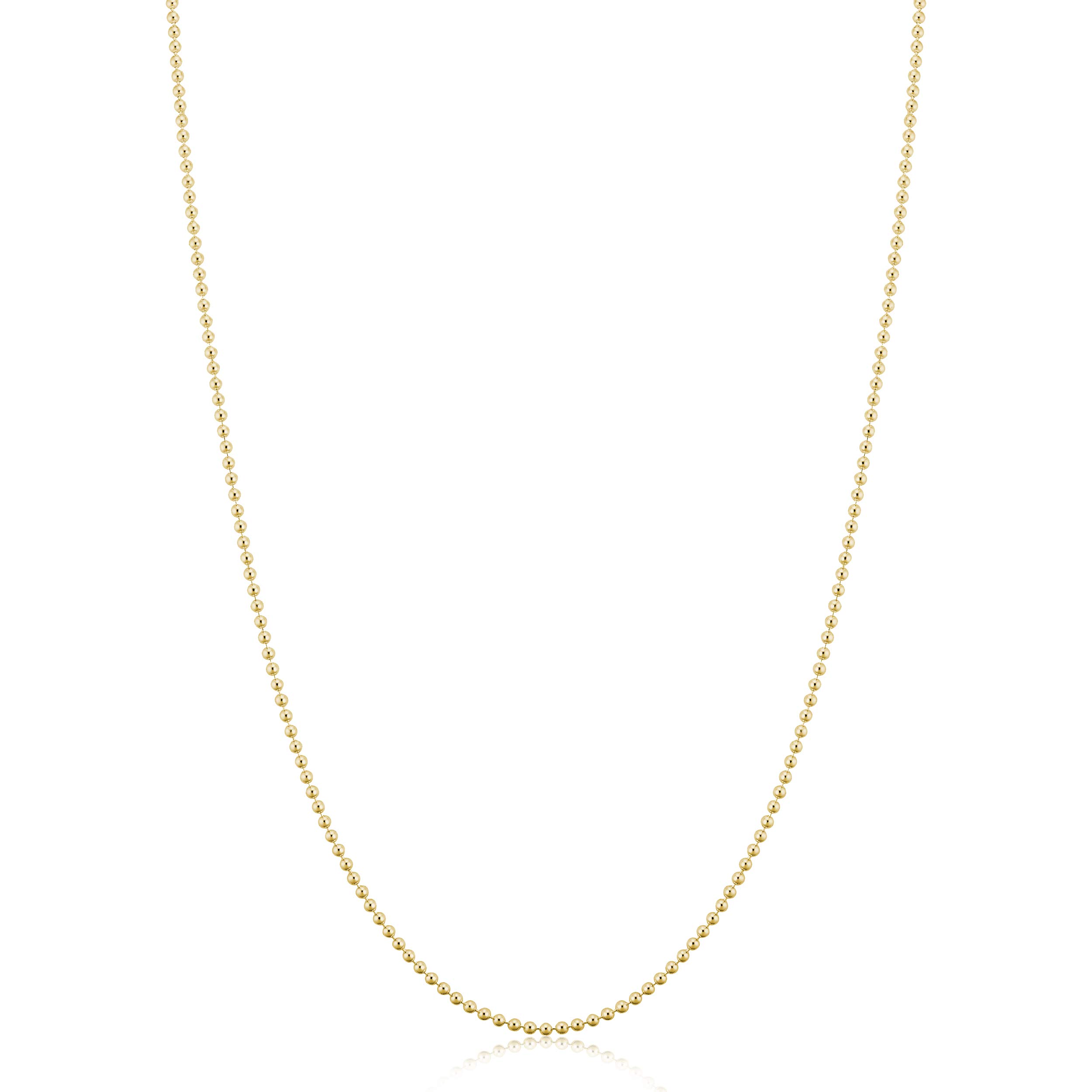 Kooljewelry Yellow Gold Plated Silver or Sterling Silver Bead Ball Chain Necklace For Women