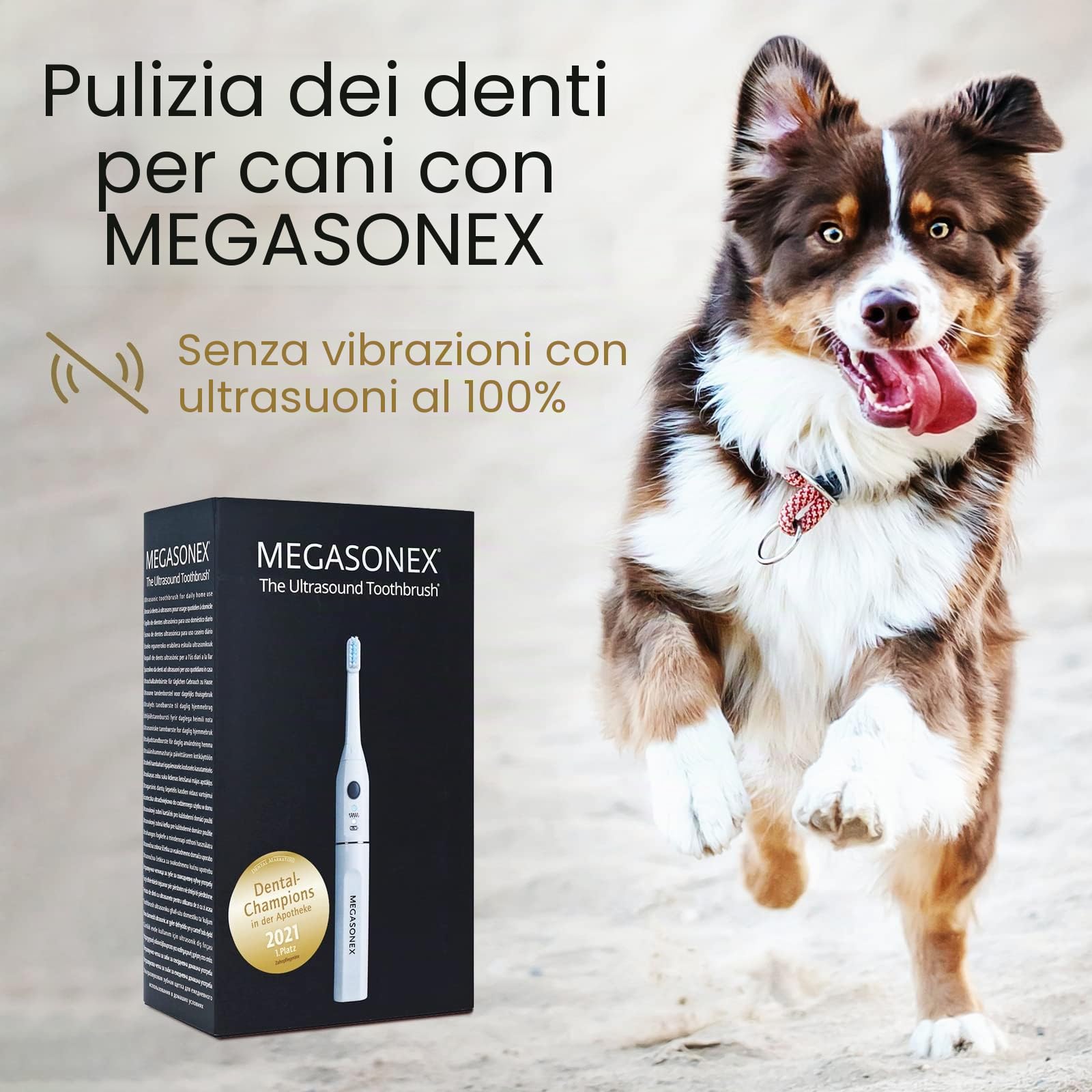 Megasonex, spazzolino da denti per cani, a ultrasuoni