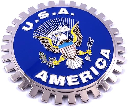 Insignia de rejilla de Estados Unidos América para coche, camión, parrilla, bandera de metal cromada