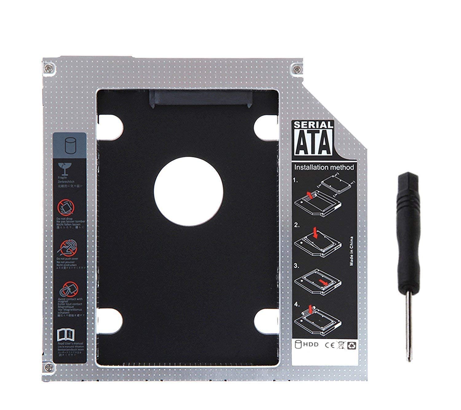 Sata 2.5" Optical Bay 2nd Hard Drive Caddy for 9.5mm Universal CD/DVD Drive Slot