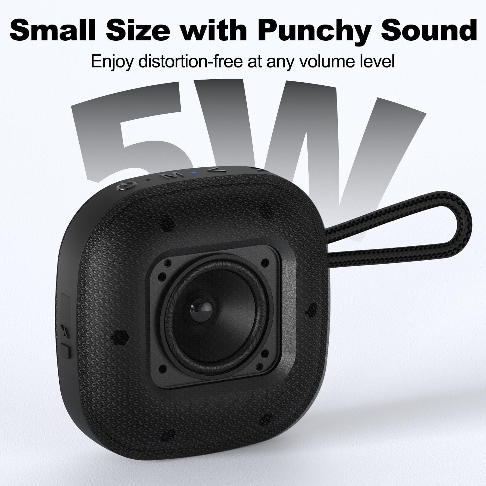 Bobtot Mini haut-parleur Bluetooth portable sans fil, étanche IPX7 avec 16 heures de lecture, son stéréo fort, TWS, microphone intégré, petite taille pour le sport et le voyage, noir