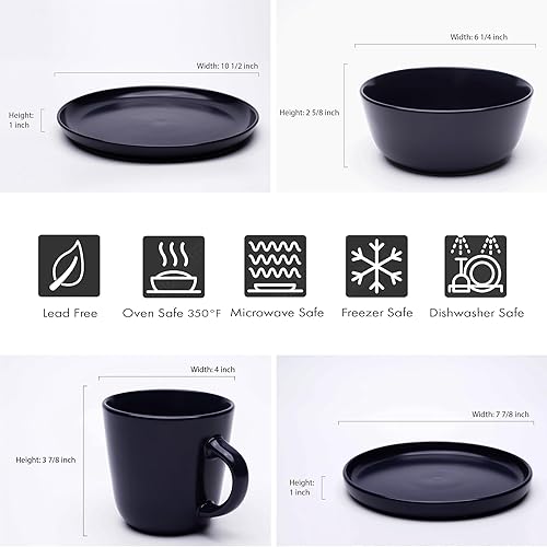 Vista 12 de MÜLLERHEIM 903 Minimalist Collection - Juego de vajilla de cerámica contemporánea de 16 piezas para 4, oliva griego, juegos de platos y cuencos