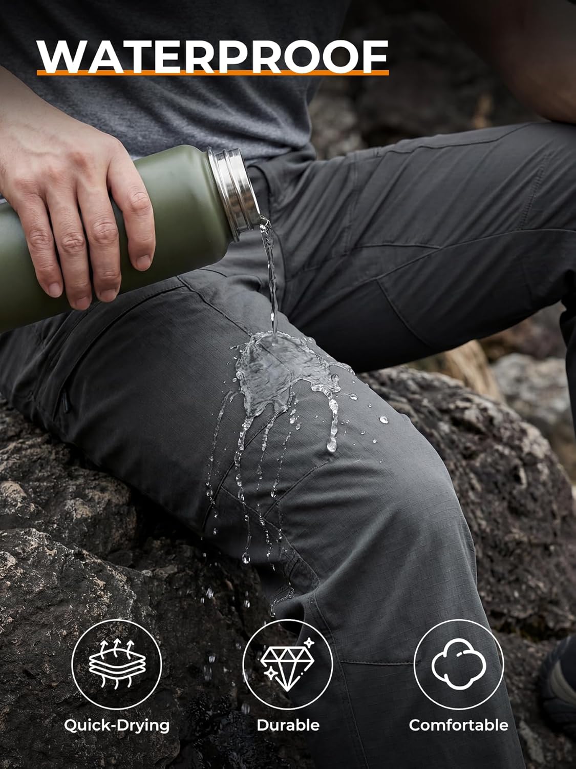 Men's Cargo Tactical Waterproof Pants for Work Hiking