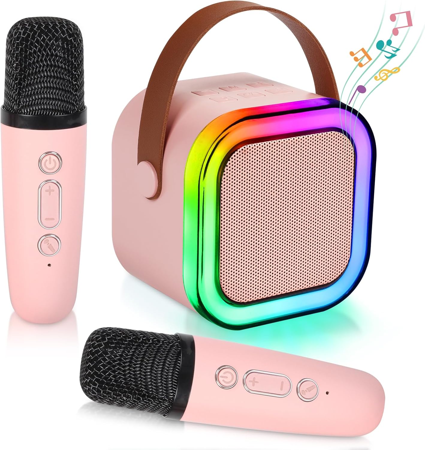 Karaoke Machine for Kids Adults, Karaoke Machine with 2 Wireless Microphone, Portable Bluetooth Karaoke Speaker with Colorful Lights for Girls and Boys 4-10 +Year Old Birthday, (Pink) Karaoke Machine for Kids Adults, Karaoke Machine with 2 Wireless Microphone, Portable Bluetooth Karaoke Speaker with Colorful Lights for Girls and Boys 4-10 +Year Old Birthday, (Pink)